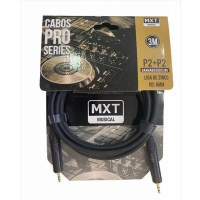 Cabo Musical Pro-Series, P2+P2, Cobre Banhado Ouro 24K, Corpo em Liga de Zinco, OD: 6mm, 3m MXT