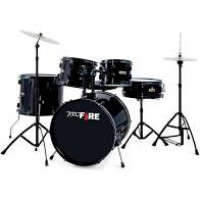 Bateria Acústica Pro Fire 20 Preta Ferragem Preta Com Prato