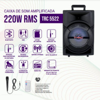 Caixa de som amplificada portatil bluetooth 220w 5522 bivolt trc