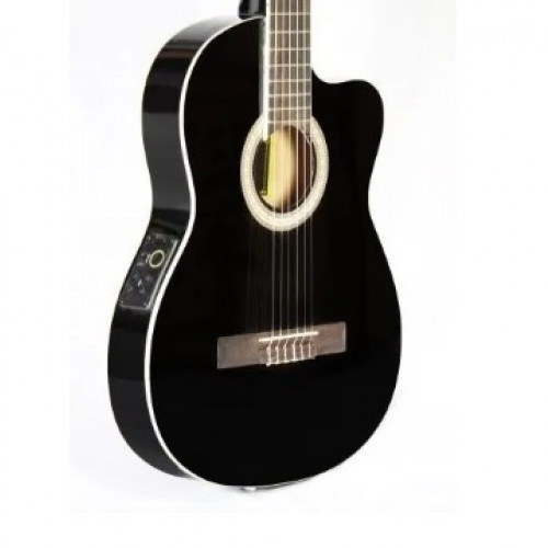 Violão Preto Jahnke Eletro Acústico Cordas Náilon R1279