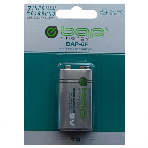 Bateria 9V Zinco Carbono BAP 6F