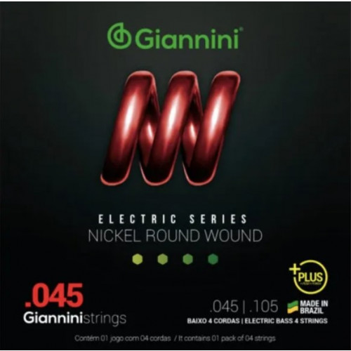 Encordoamento de Contrabaixo Giannini .045 Nickel Round Wound Electric Series