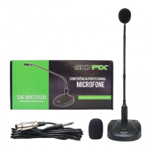 Microfone Gooseneck Mc-558 De Mesa Com Haste - Skypix