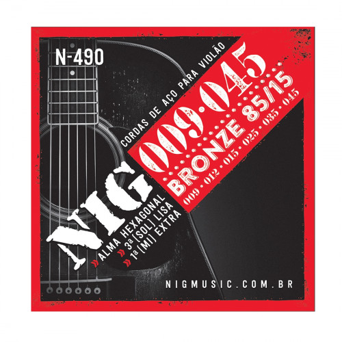Encordoamento NIG para Violão de Aço N-490 - 0.09