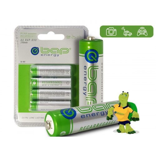 Pilha BAP-650 C/ 4 pilhas AA/Recarregável/2700MAH BAP ENERGY