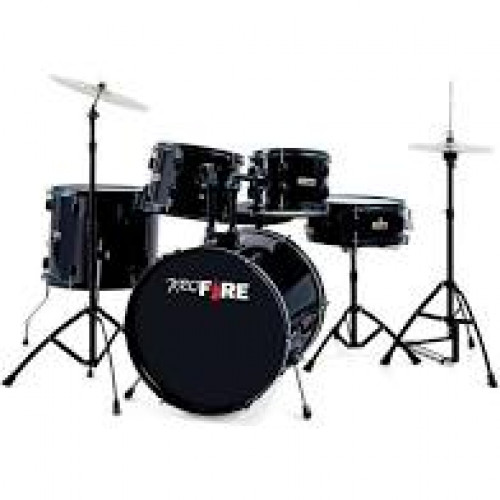 Bateria Acústica Pro Fire 20 Preta Ferragem Preta Com Prato