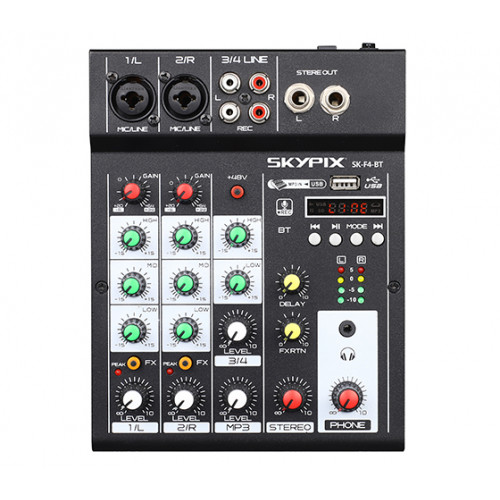 Mesa de Som 4 Canais Skypix SK F4-BT