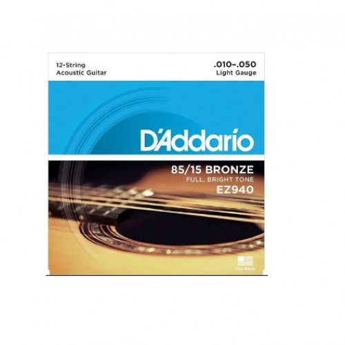 Corda D'addario Violão Aço 12 cordas 0.10/ 85/15 Bronze
