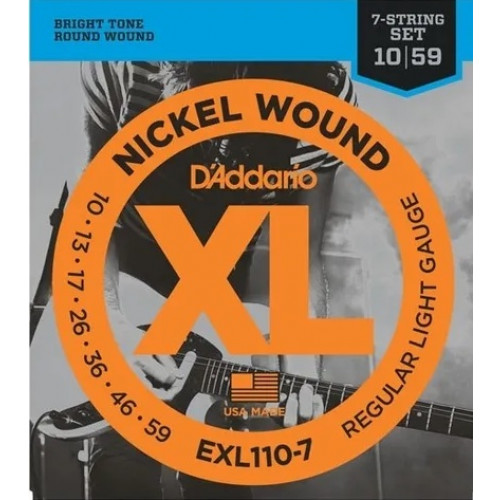 Corda Guitarra D'addario 7 Cordas 0.10  EXL110-7
