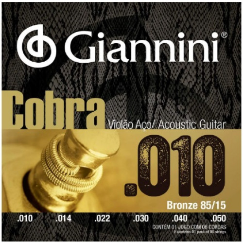Encordoamento Violão Aço Giannini Cobra 0.10