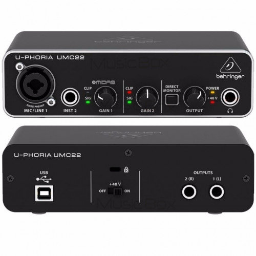 Interface de áudio Behringer UMC22 U-PHORIA