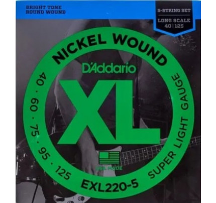 Encordoamento Daddario Contra Baixo 5 Cordas 040 Exl220-5