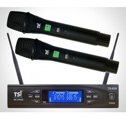 Microfone Sem Fio Duplo Tsi Br - 8299 UHF