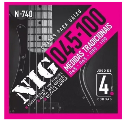 Encordoamento Baixo Nig 045 4 Cordas Escala Longa N-740