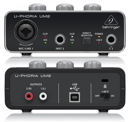 Interface de áudio Behringer UM2 U-PHORIA