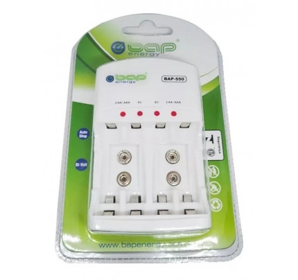 Carregador de pilhas e baterias BAP Energy -- AA, AAA e 9V -- Bivolt -- BAP-550