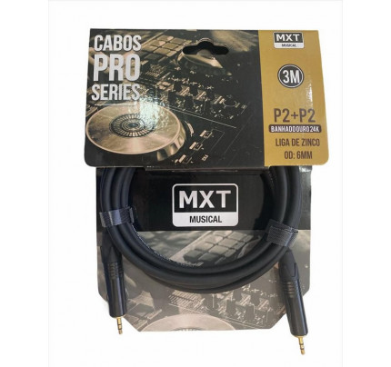 Cabo Musical Pro-Series, P2+P2, Cobre Banhado Ouro 24K, Corpo em Liga de Zinco, OD: 6mm, 3m MXT