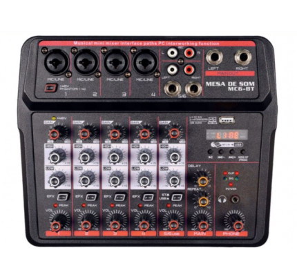 Mesa de som 6 canais SoundVoice - USB / Bluetooth / interface