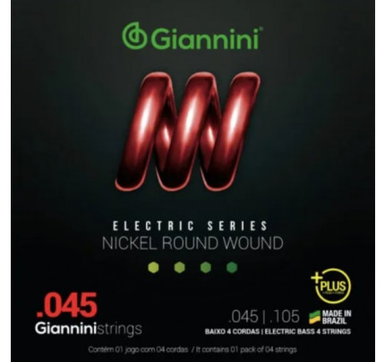 Encordoamento de Contrabaixo Giannini .045 Nickel Round Wound Electric Series