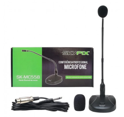 Microfone Gooseneck Mc-558 De Mesa Com Haste - Skypix