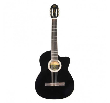 Violão Elétrico Nylon Flat ( Cutway / Preto BK ) Jvec 003 - Jahnke