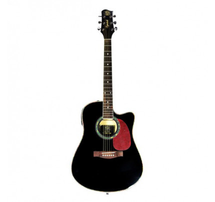 Violão Elétrico Aço Folk (Cutway / Preto BK) Jvef 002 - Jahnke