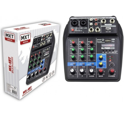 Mesa de Som 4 Canais 2XLR 2 ST USB com Efeito MXT (MX-4BT)