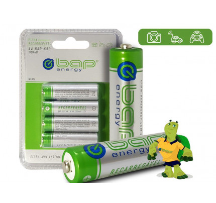 Pilha BAP-650 C/ 4 pilhas AA/Recarregável/2700MAH BAP ENERGY