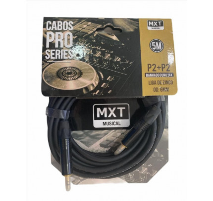 Cabo Musical Pro-Series, P2+P2 Estereo, Cobre Banhado Ouro 24K, Corpo em Liga de Zinco OD: 6mm, 5m MXT