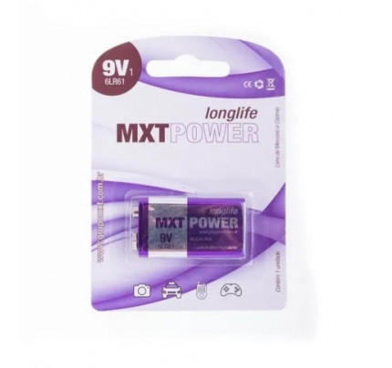 Bateria 9v Alcalina Pilha Longa Duração Mxt Power