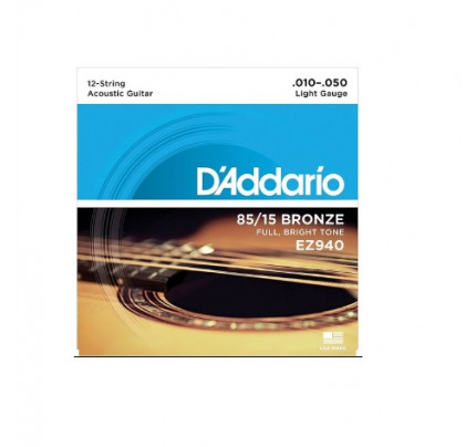 Corda D'addario Violão Aço 12 cordas 0.10/ 85/15 Bronze