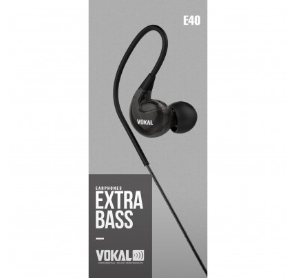 Fone de Ouvido In Ear E-40 Extra Bass Preto VOKAL