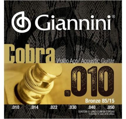 Encordoamento Violão Aço Giannini Cobra 0.10